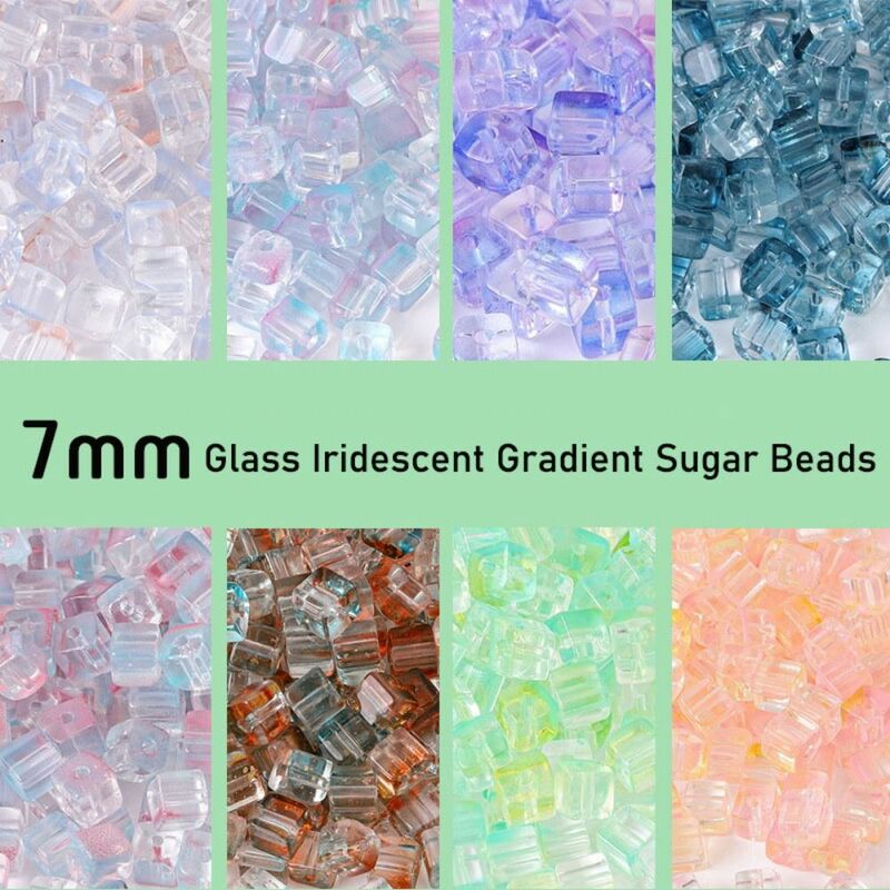 Perle di vetro fai da te con cubetti di zucchero trasparente colorato fare accessori per gioielli braccialetto perline fai da te cubo di zucchero