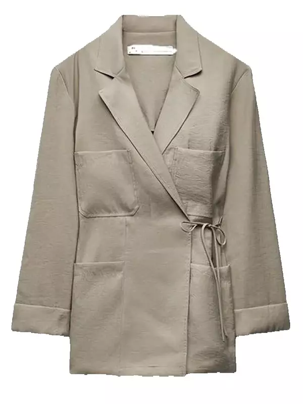 Elegante conjunto de chaqueta y pantalones de manga larga con botones de solapa para mujer, abrigo de bolsillo para mujer, chaquetas de traje de oficina para mujer, Primavera/Verano