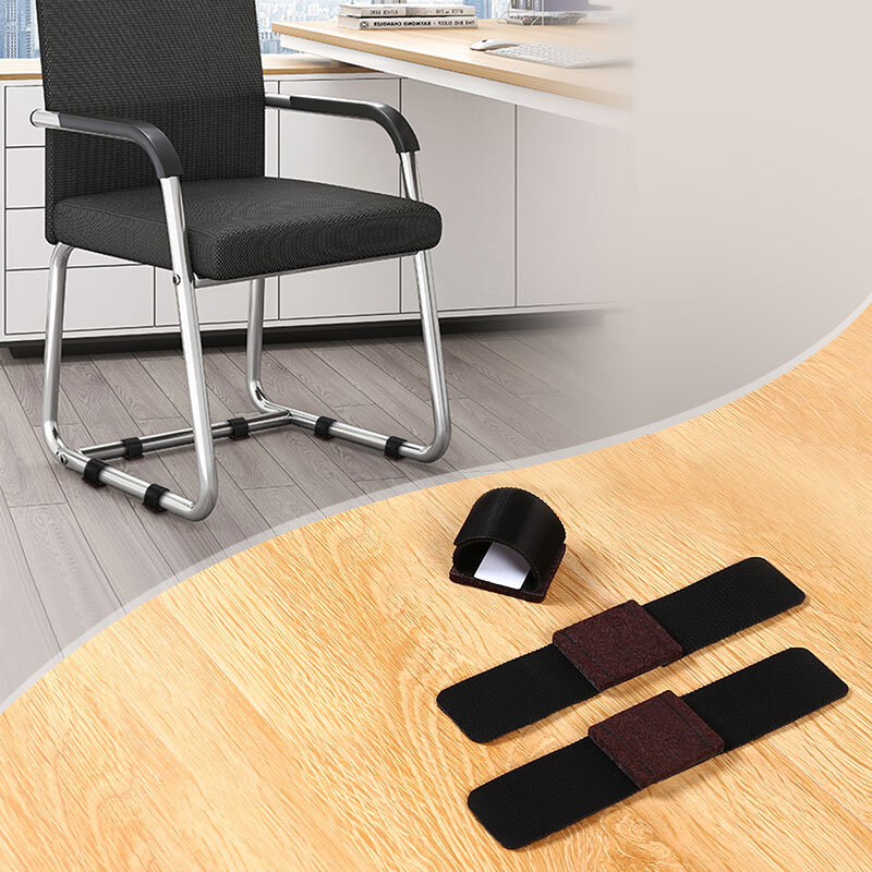 Fixadores antiderrapantes de gancho e laço para cadeira de escritório, feltro, pés envoltório, protetores, madeira de piso desliza, capas