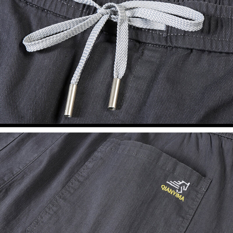 Pantalon décontracté gris et noir pour homme, coupe droite, style fjelastic, disponible en grande taille 10XL 12XL