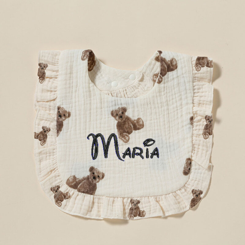 Baby Solid Color Bib, Baby Gift Personalized Embroidery, Newborn Gift Customized Name, Children's Baptism Saliva Bib
