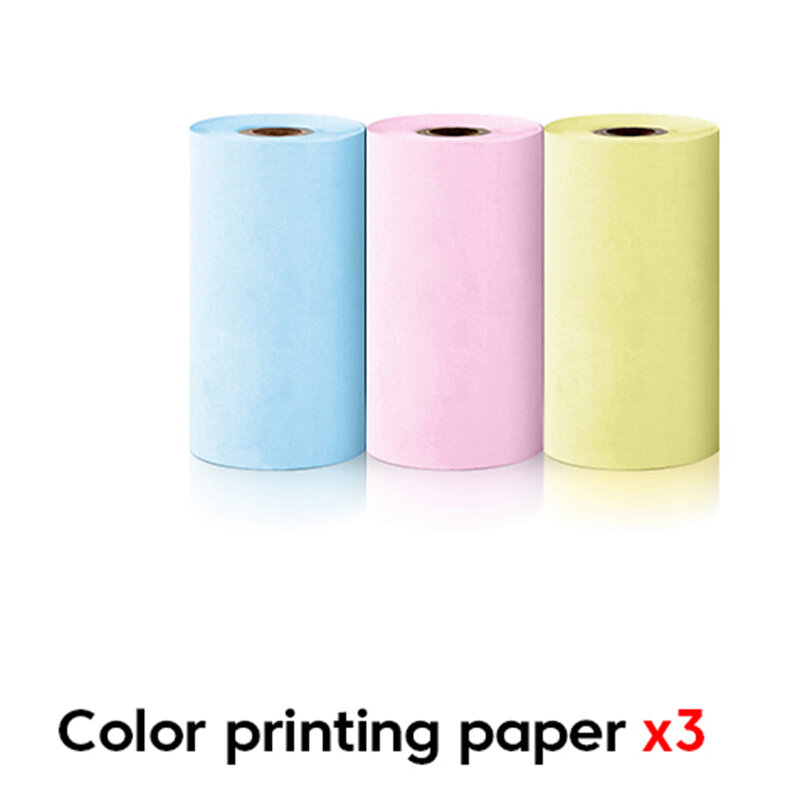미니 프린터 감열지 라벨 스티커, 다채로운 접착 용지, 무선 블루투스, 사진, 잉크 없는 프린터, 57mm