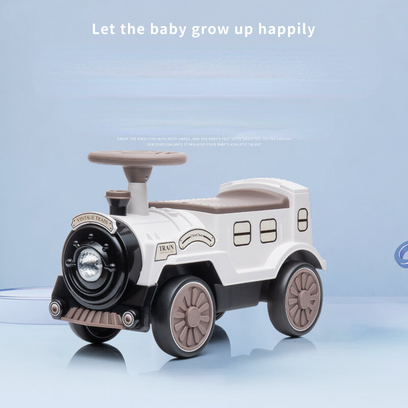 Kartun kereta kecil anak-anak skuter roda senyap mobil yo-yo bahan PP keseimbangan berjalan skuter putar mainan bayi naik mobil