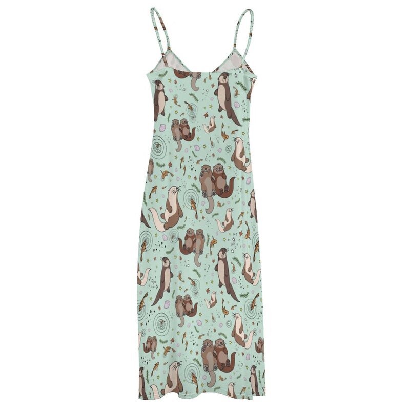 Otters باللون الأزرق فستان بلا أكمام ملابس نسائية فستان صيفي للنساء 2023