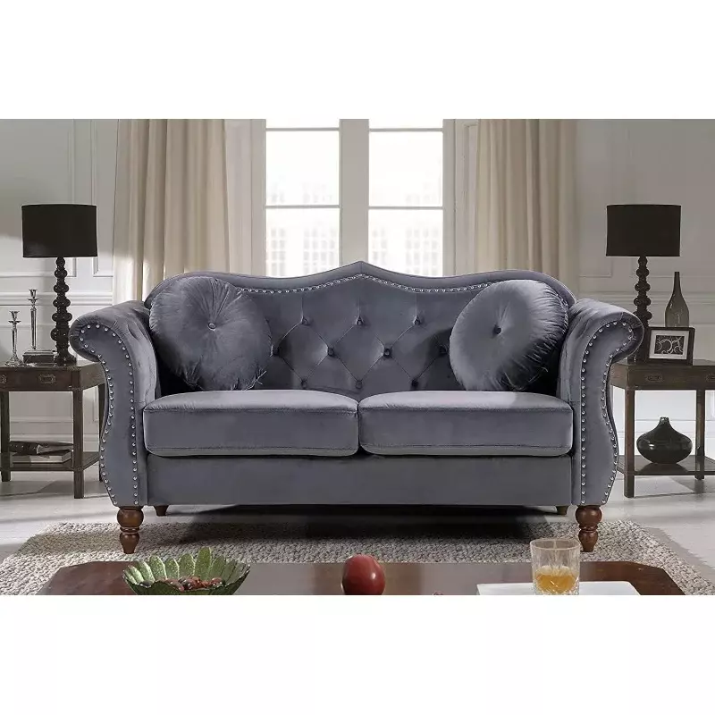 Классический бархатный диван Anna1, серый