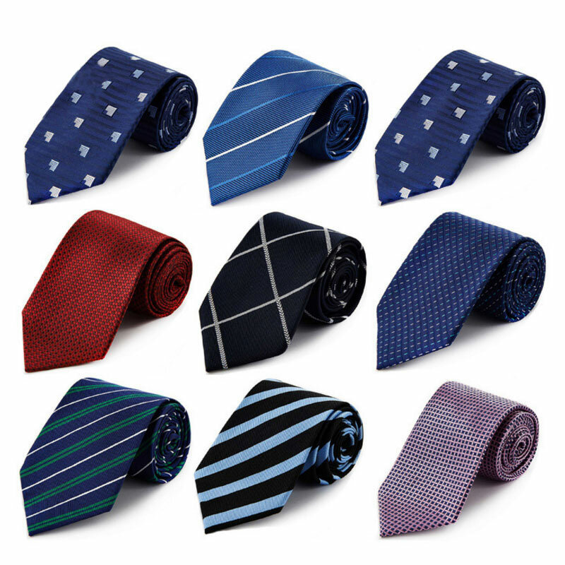 HUISHI 35 style męska 100% Silk Bule krawaty Stripe krata 8cm krawat akcesoria odzież na co dzień Cravat formalne na wesele Party prezenty