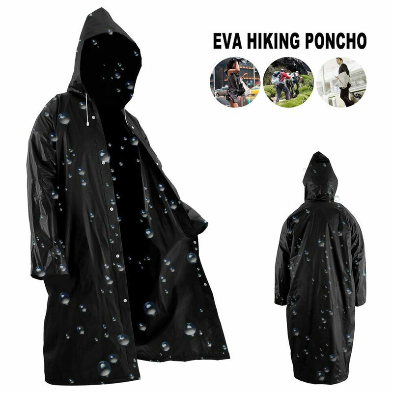 2022คุณภาพสูง1PC 145*68ซม.EVA Unisex เสื้อกันฝนหนากันน้ำฝนเสื้อผู้หญิงสีดำผู้ชาย Camping rainwear Sui