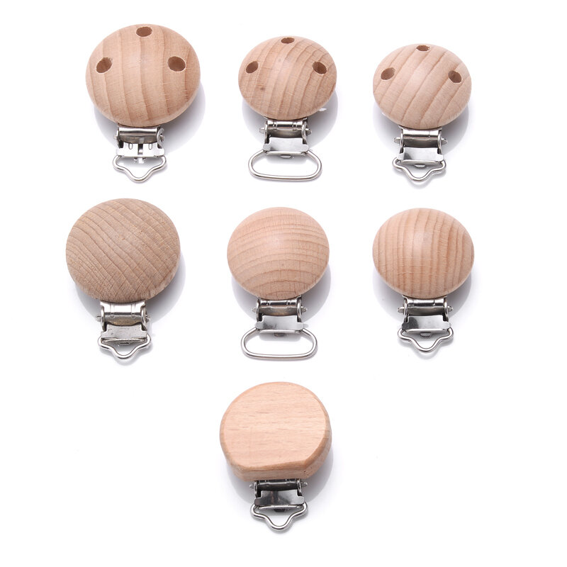 50Pcs Natural Wooden Baby Pacifier Clip Wood Dummy Nipples Holder DIY Teether Teething Chain Nursing Chew Accessory Shower Gifts