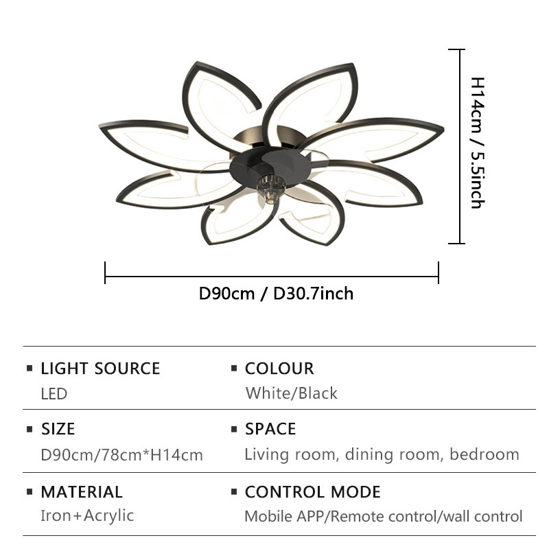 Intelligent LED Ceiling Fan Light with Remote Control APP Control Ceiling Fan Living Room Dining Room Home Decoration Fan Light