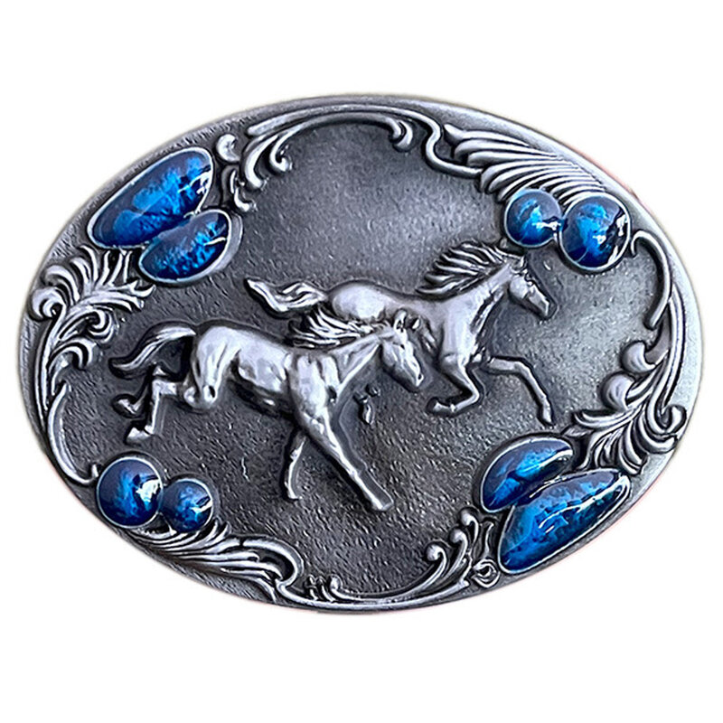 Cheapify-cinturón ovalado de caballo doble para hombre, hebilla de 40mm, diseño de marca, vaquero occidental, Rodeo, regalos para novio