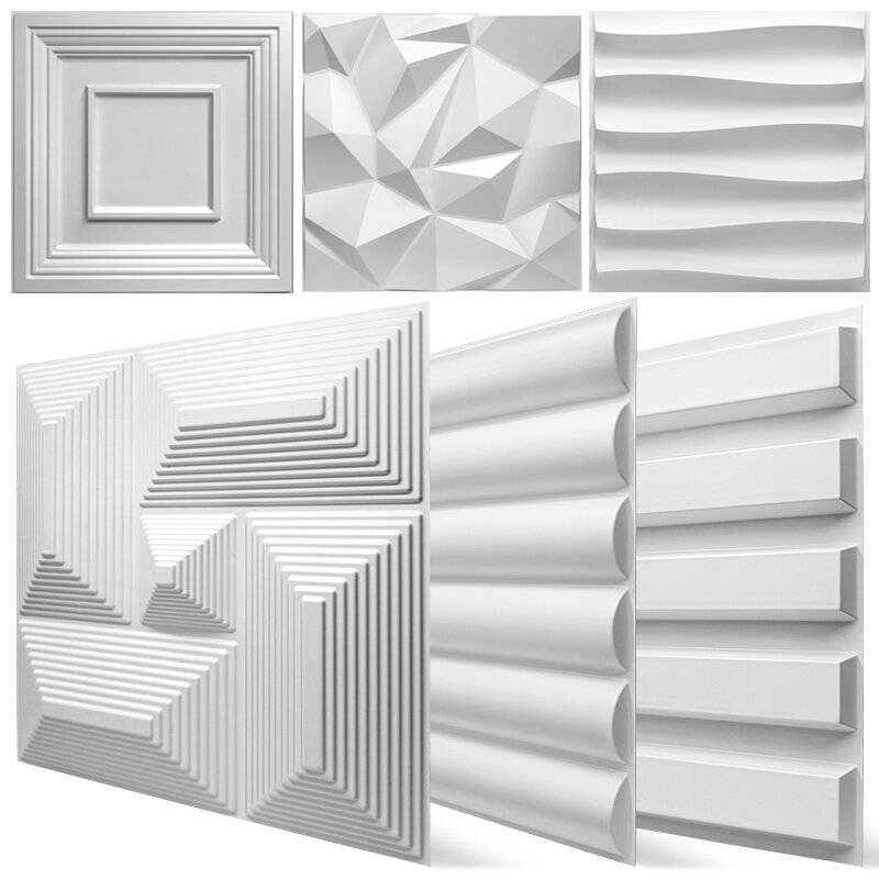 집 벽 리노베이션 기하학적 3D 벽 패널, 비 자체 접착 3D 벽 스티커, 아트 세라믹 타일 벽지, 방 욕실 천장
