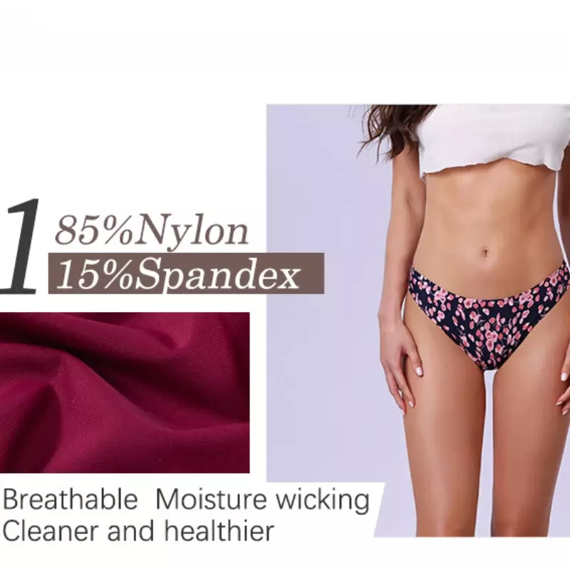 Bragas fisiológicas con estampado transpirable para mujer, bragas menstruales sin costuras, Bikini fisiológico, novedad