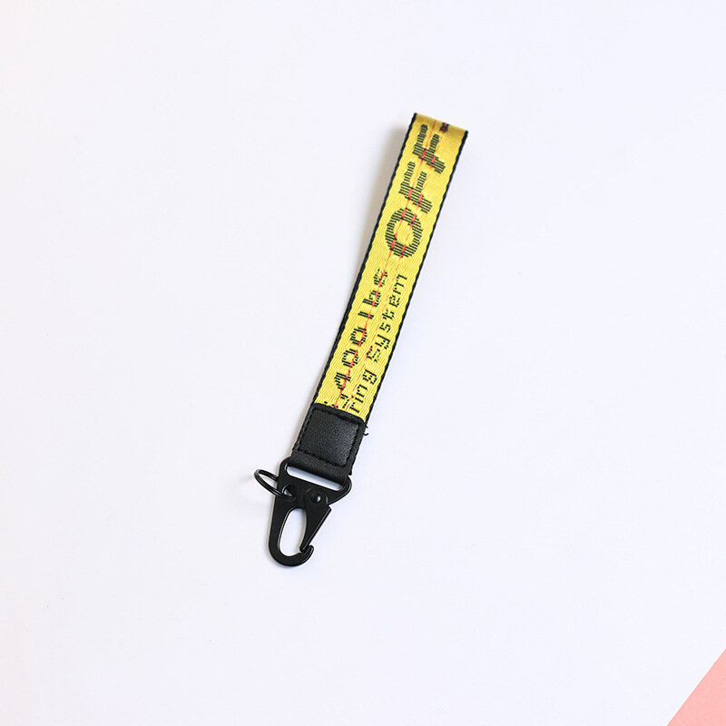 Llavero deportivo creativo de lona amarilla, bordado de letras en inglés, cámara de teléfono, accesorios de equipaje, llavero de moda