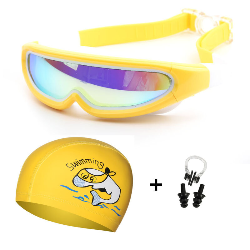 مجموعة نظارات سباحة عالية الدقة مضادة للماء والضباب للأطفال ، نظارات أولاد وبنت ، صندوق كبير