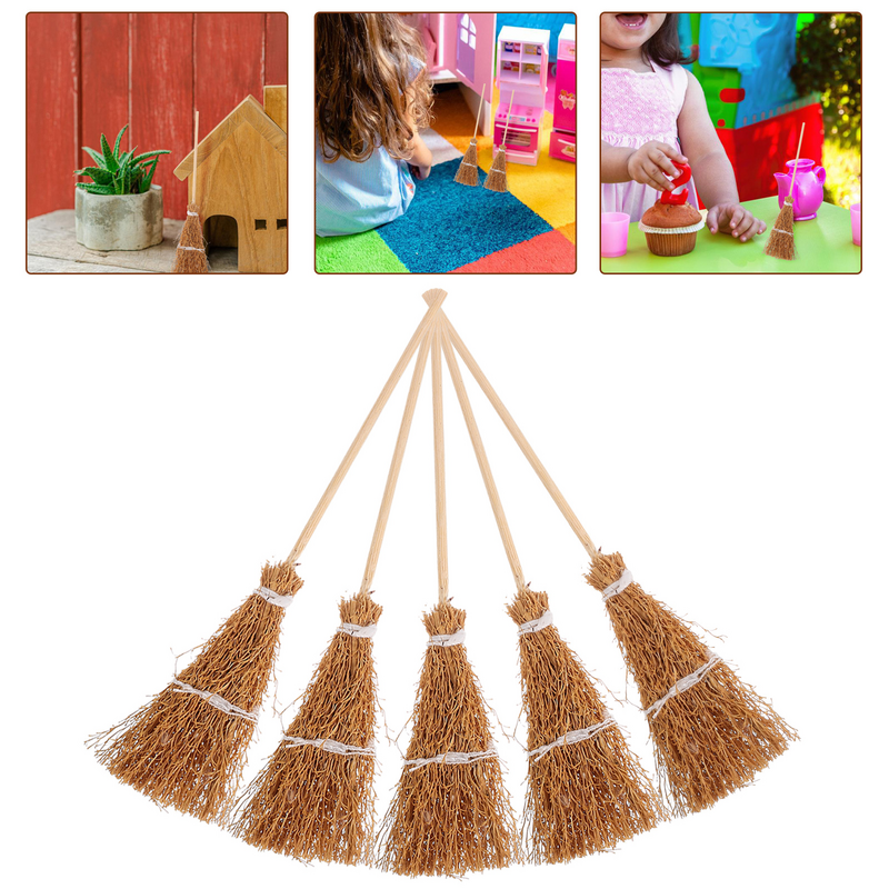 Mini House Broom Decor, Adorável adereços Decorações, Vegetação Artificial Dollhouse, Criança Decorativa, 5 pcs