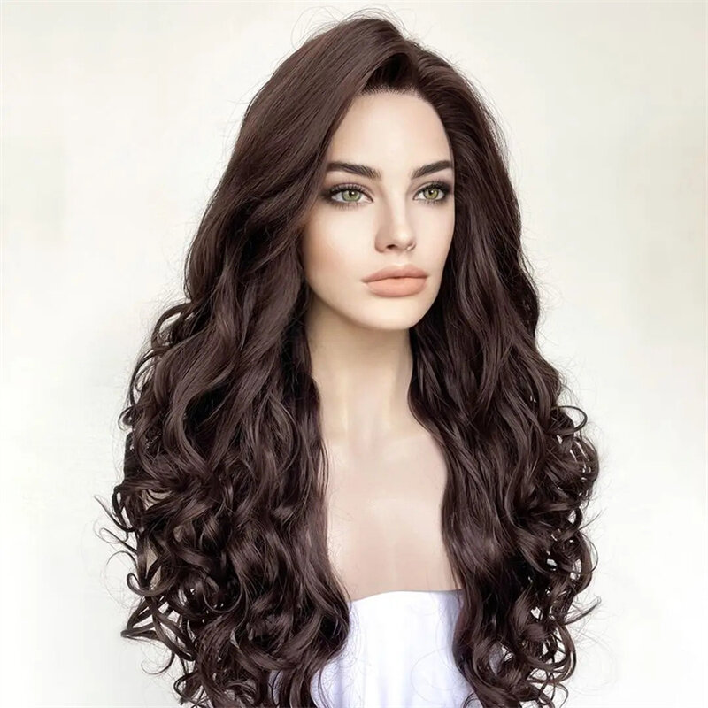 Peruca marrom escuro suave com base de seda, cabelo humano pré-arrancado, laço HD, europeu, pré-arrancado, macio, 5x5, 200 densidade