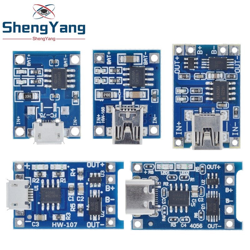 1PCS 5V 1A Micro/Type-c/Mini 18650 TP4056 Lithium Battery Charger Module Charging Board With Protection Dual Functions Li-ion
