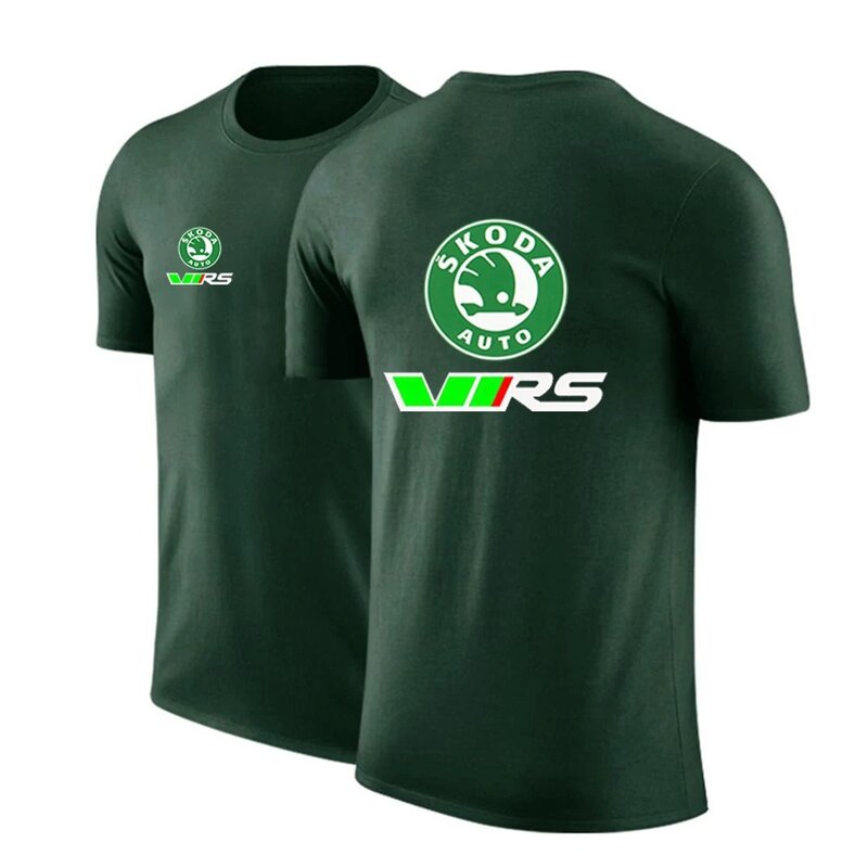 T-shirt à manches courtes pour hommes, Skoda Rs Vrs Hursport, Graphicorally Wrc Racing, Confortable, Impression décontractée, Été