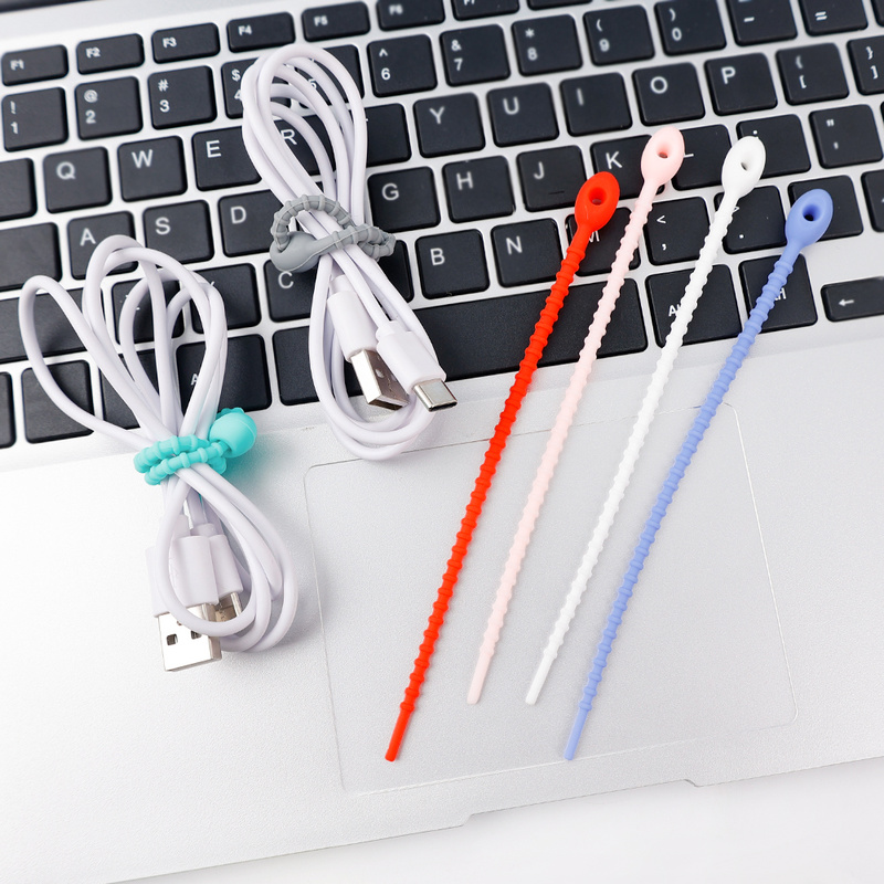 6pcs Multifunctional Cable Organizer Silicone Self-Locking Wire Harness Cable Tie Reusable Organizer DIY Keychain Bracelet