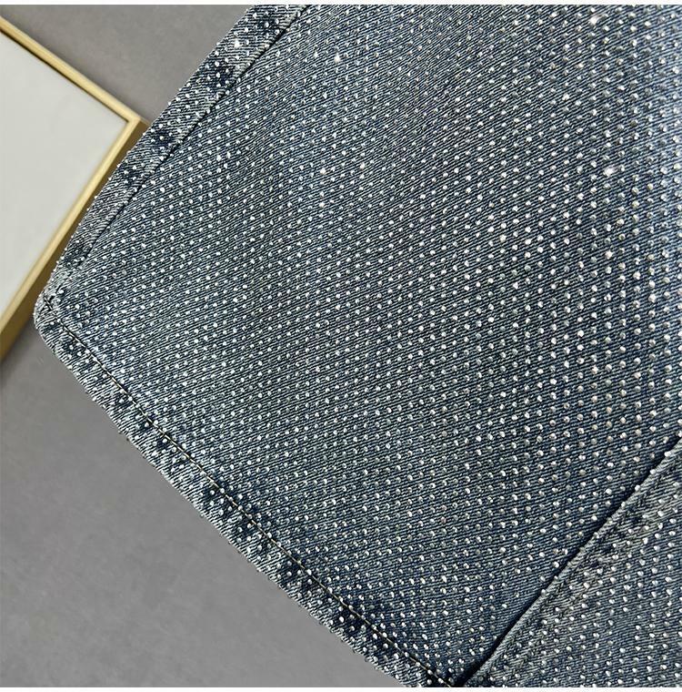 Schwerindustrie Voll diamant Jeans rock Damen Kurzrock 2024 neue Sommer hohe Taille Slim Fit europäischen Hüftrock