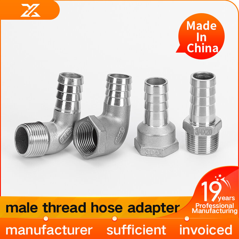 304 encaixe de tubulação masculino da linha do aço inoxidável BSP, cauda de mangueira, conector do acoplamento do pagode, 1,8 ", 1,4", 3,8 ", 1,2", 3,4 ", 1", 6mm-25mm