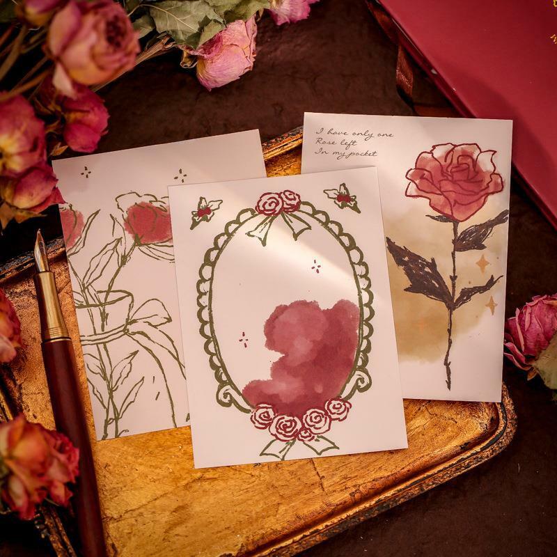 Flor romântica Rose Paper Memo Pad, DIY Scrapbooking, Material Decorativo, Colagem Journaling Presente, 60 Folhas