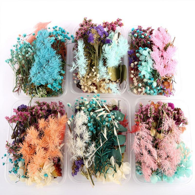 Caja de flores secas para fundición de resina epoxi, moldes para velas de aromaterapia, herramientas para manualidades, accesorios para hacer joyas, 1 caja