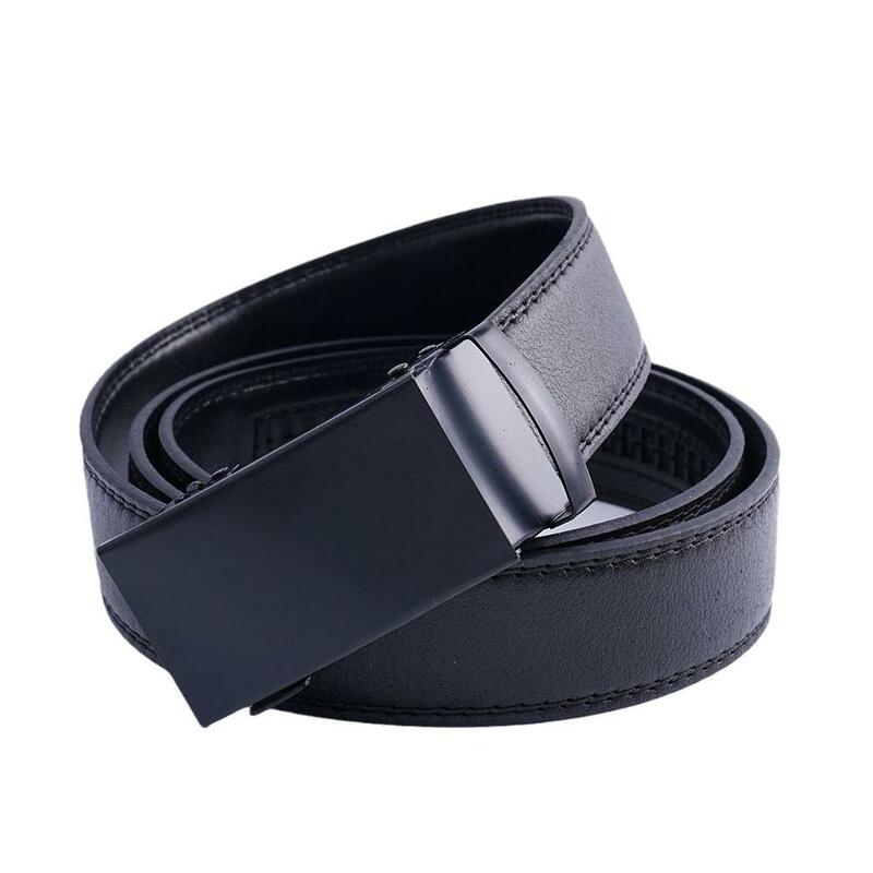 Cintura con fibbia automatica da uomo da 124 Cm fibbia scorrevole nera facile da rimuovere abbigliamento elegante regalo confortevole per il compleanno del fidanzato Gif R5X7