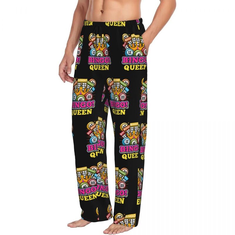 Queen Bingo personalizado calças de pijama masculino, pijamas, lounge, fundo do sono, estiramento com bolsos, melhor peça