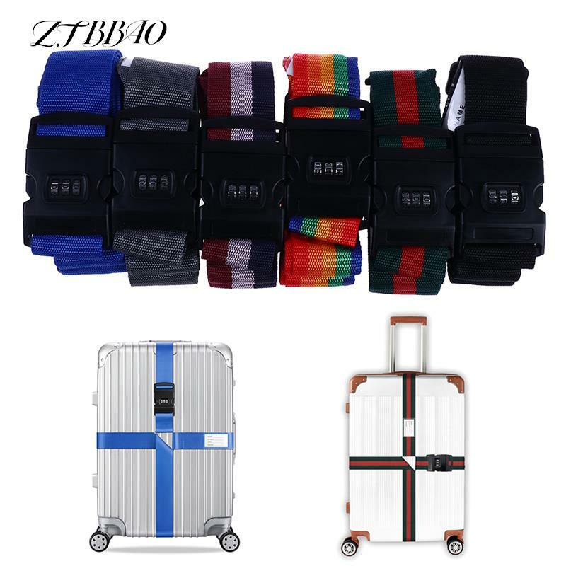 Adjustable 4.2m Nylon 3 Digits Password Lock Luggage Strap Cross Belt Packing Travel Suitcase Buckle Strap Baggage Belts