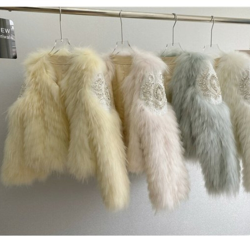 2023 Hot Sales New Europe and America Genuine Fur Jacket Woman Real Raccoon Fur Warm Fashion Autumn and Winter Short Coat