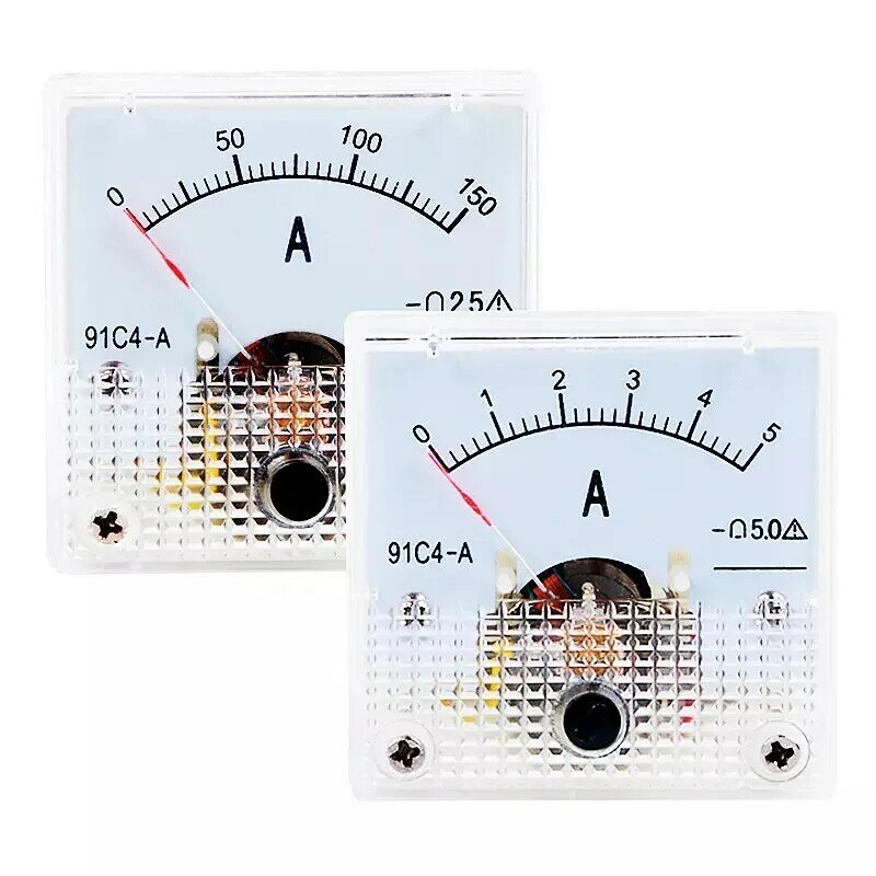 91C4 Ammeter DC Analog 1A 2A 3A 5A 10A 20A 30A 50A 100A 200A 300A 500A Panel penunjuk mekanik tipe Amper Meter pengukur arus