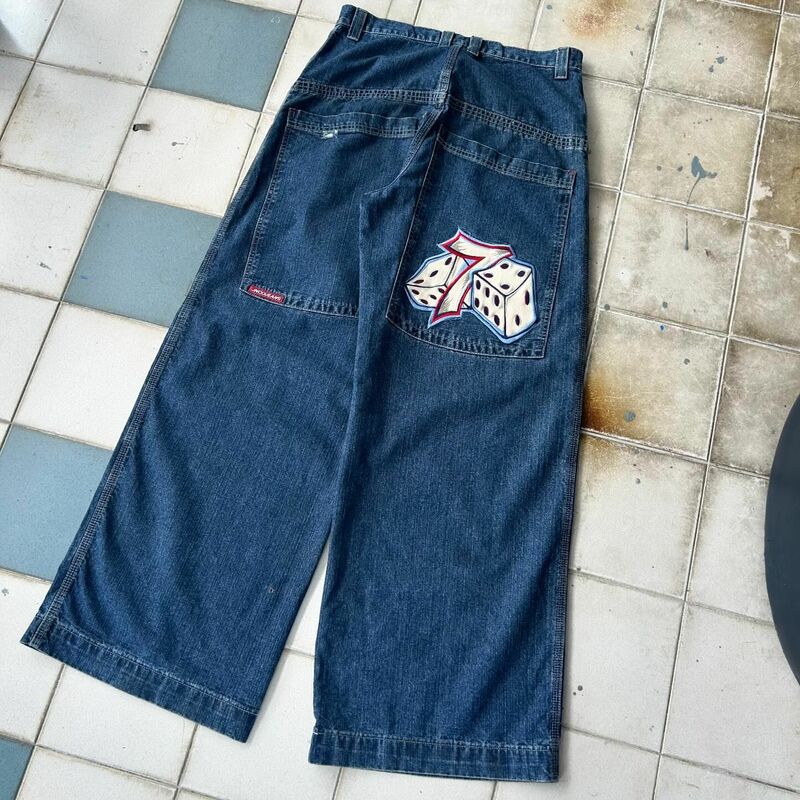 Harajuku Hip Hop streetwear JNCO Y2K Jeans larghi uomo vintage Goth ricamato jeans di alta qualità uomo donna jeans Casual a gamba larga