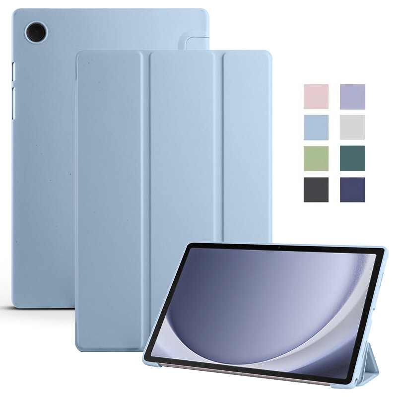 Capa de silicone macio, estojo de couro PU, Shell para Samsung Galaxy Tab A9, Tab A9 Plus, Funda