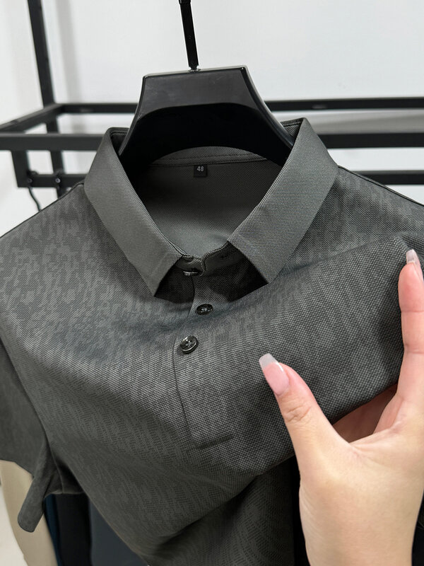 POLO de manga corta para hombre, camisa de diseñador coreano, transpirable, alta calidad, solapa, estampado informal de negocios, Verano