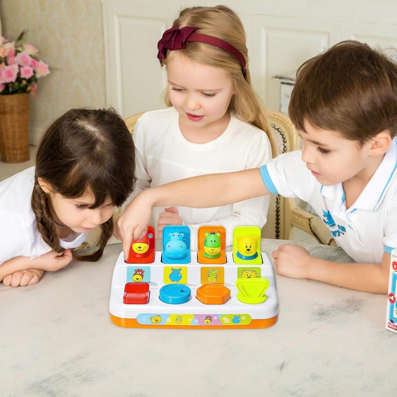 Niedliche Cartoon Tierform Peekaboos Popup interaktives Spielzeug Früh pädagogisches Aktivität zentrum Montessori sensorisches Spielzeug mit Musik