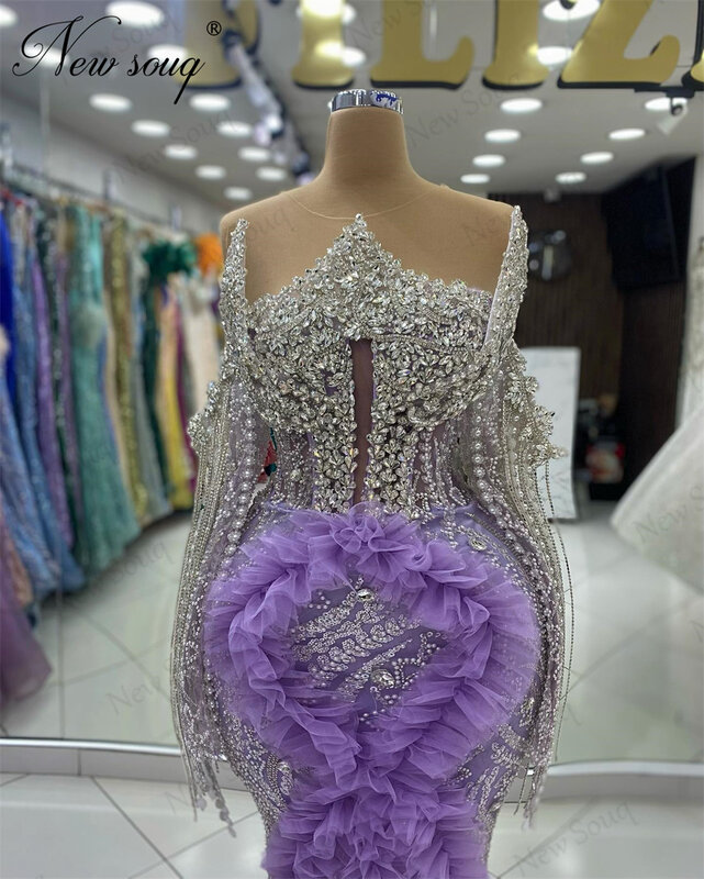 Haute Coutures Paarse Ruches Avondjurken Off Shoulder Dubai Off Shoulder Celebrity Jurken Feestjurken Vestidos De Fiesta