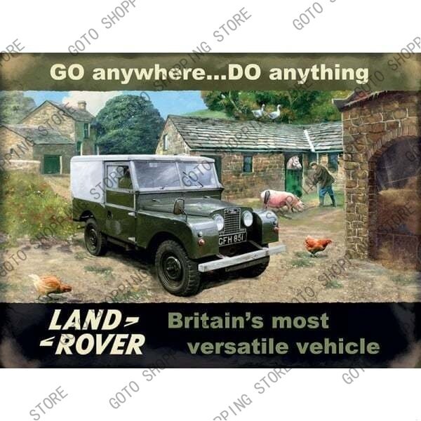 ใหม่ Tanda logam Asli Co Tanda dinding Land Rover on the FARM Gaya iklan