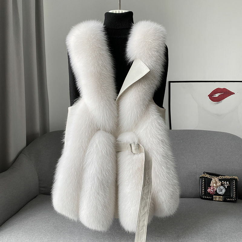 2023 autunno inverno nuovo cappotto di pelliccia di volpe sintetica donna versione di media lunghezza gilet moda gilet Casual tenere in caldo gilet Patchwork