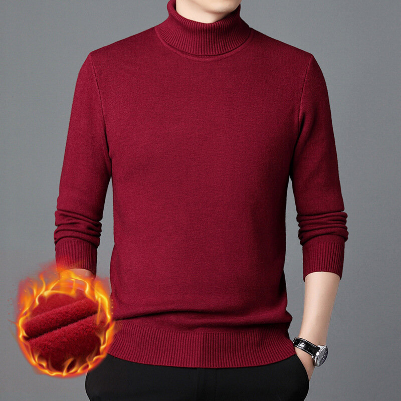 Мужская однотонная утолщенная теплая Однослойная рубашка с флисовой подкладкой Новинка Осень-зима свитер с высоким воротником