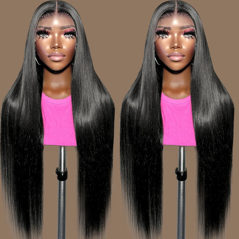 Wig rambut manusia renda depan lurus 13x4 13x6 untuk wanita warna hitam Wig Frontal renda rambut manusia transparan Brasil tanpa lem