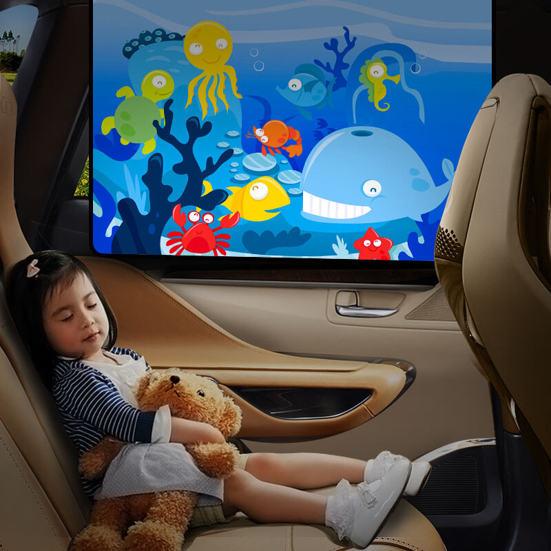 Magnetische Uv-Bescherming Gordijn Zijraam Zonnescherm Hoes Universele Auto Zonnescherm Cover Voor Baby Kids Schattige Cartoon Auto Styling