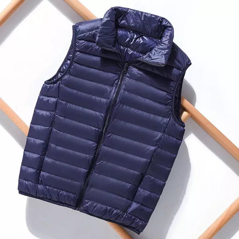 Autumn and Winter Light and Thin Down Vest for Men's Short Standing Collar Down Vest, Oversized Camisole Portable Jacket