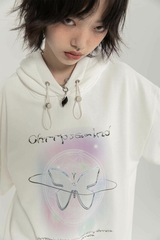 여성용 맨투맨 후드티, 긴팔 프린트 빈티지 코트, 한국 패션, 캐주얼 Y2K, 가을 코튼 재킷