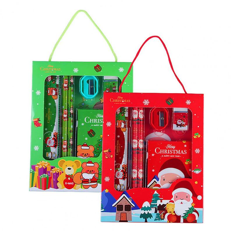 Ensemble de papeterie de conception portable, taille-crayon Kawaii, gommes pour le nettoyage, motif de dessin animé de Noël