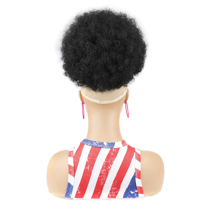 8Inch Synthetic Afro Hair Bun Puff Drawstring Ponytail Extension For Black Women Large Short Kinky Curly Afro Bun Hairpiece