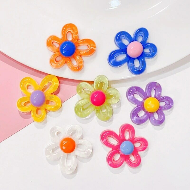 Colorful Hollow Irregular Flower Charm Necklace Pendant Bracelet Jewelry Making Handmade Crafts Diy Supplies 31x29mm For Women
