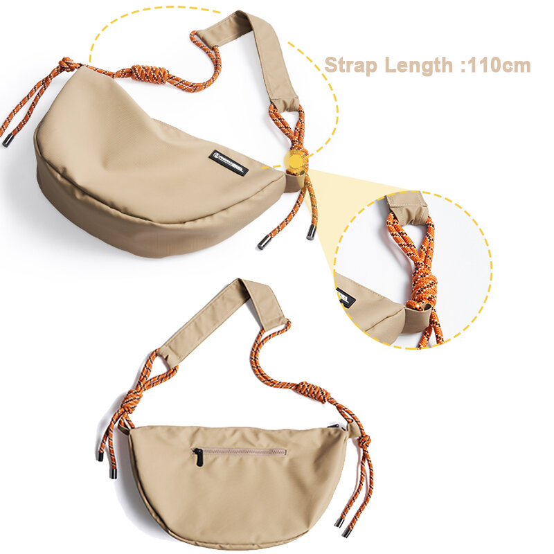Borsa a tracolla da uomo impermeabile Premium nappe Taping Women Moon Bag 12.9 pollici iPad Zipper Ultralight Hobo Sling Bag per uomo