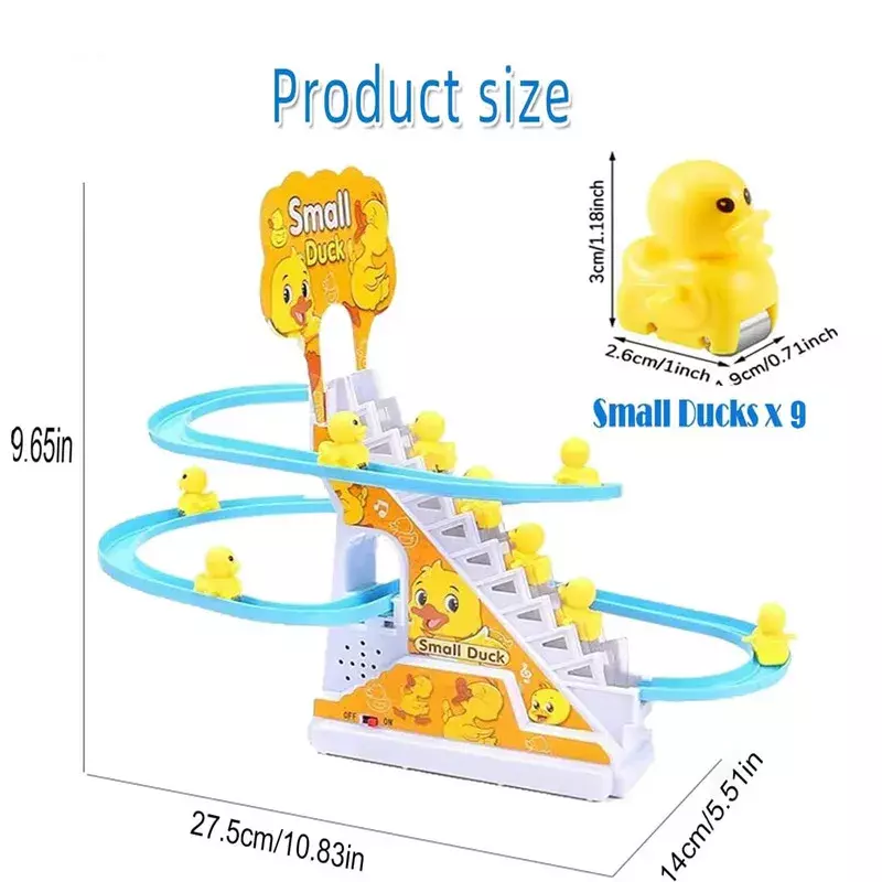 Electric Small Ducks Climbing Toys DIY Ducks Chasing Race Track Game Set with Lights & Music Roller Coaster Toy for Kids Gift