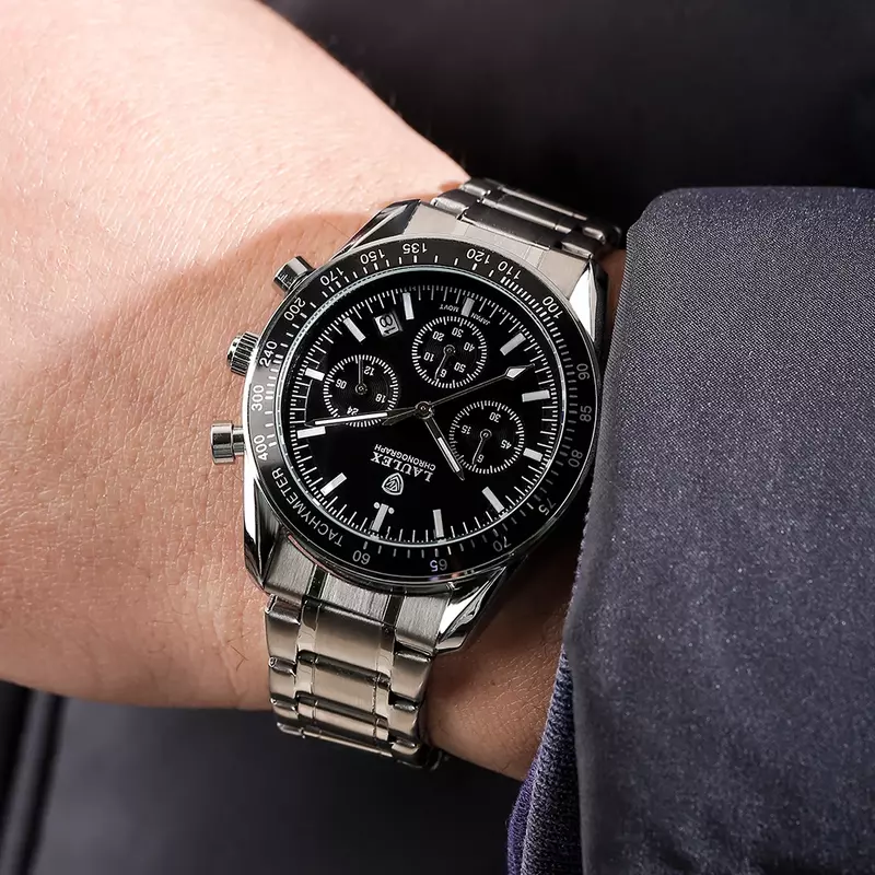 Новые мужские часы LAULEX 2024, роскошные мужские кварцевые часы с автоматической датой и многофункциональным таймером, повседневные модные часы